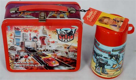 vintage metal transformers lunch box 1986|1986 Aladdin Hasbro Transformers Vintage Metal Lunch Box w.